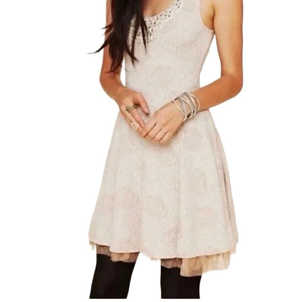 Free People‎ Rock Princess Mini Dress Tan Small